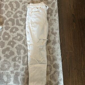 gap Cheeky Straight High Rise distressed denim